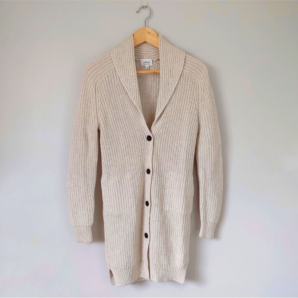 Aritzia Wilfred Tisserand Long Rib Knit Cardigan Sweater Merino Wool Size S - Picture 2 of 15